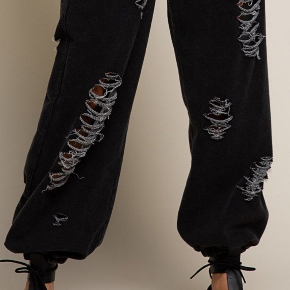 POL Black Destroyed Joggers - Picture 3 of 7